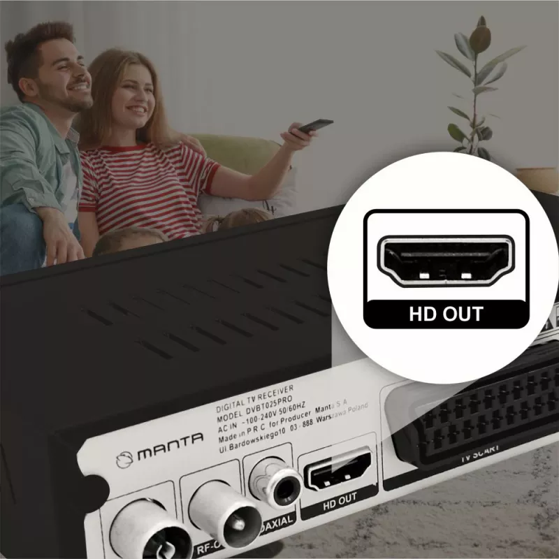 Ricevitore TV digitale MANTA DVBT025PRO supporto DVB-T2 Full HD registrazione USB