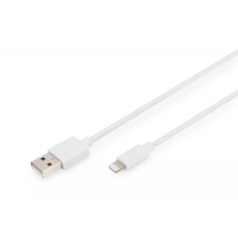 DIGITUS - Cavo Lightning - Lightning (M) a USB (M) - 1,0 m - doppio isolamento - bianco - stampato - per Apple iPad/iPhone/iPod (Lightning) (DB-600106-010-W)