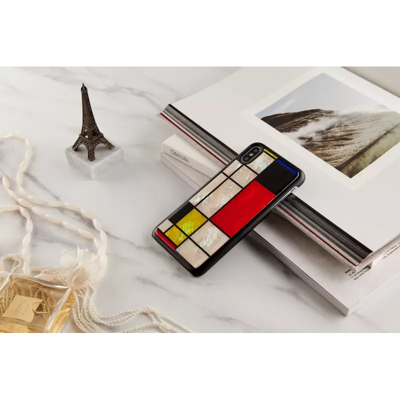 Custodia per smartphone iKins per iPhone XS Max Mondrian nero – cover protettiva, guscio rigido