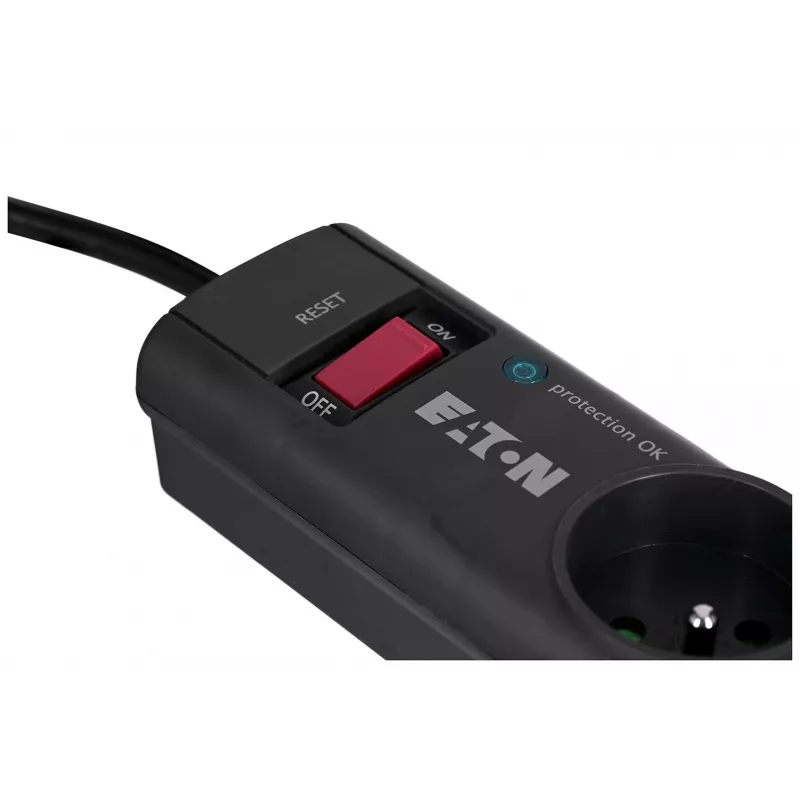 Ciabatta con protezione da sovratensione EATON Power Strip 4 FR — 4 prese Type-E, cavo 1 m, 10 A, 2500 W, indicatori LED