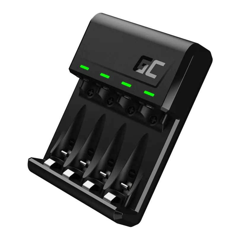 Caricabatterie Green Cell GC VitalCharger USB, 4 slot, AA/AAA, alimentato via USB, nero