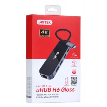UNITEK HUB USB-C 3.1, RJ-45, 3XUSB-A, HDMI, 4K, PD100W