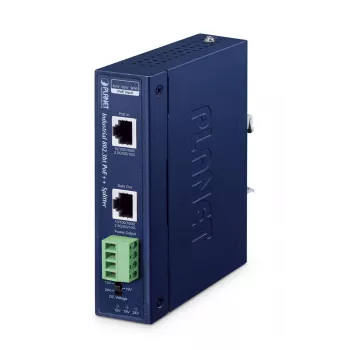 Splitter PoE++ PLANET IP30 industriale a porta singola 10Gbps 802.3bt 24V