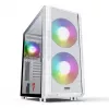 Case PC MODECOM AMIRANI ARGB Midi Tower bianco — ATX/ITX, GPU 35 cm, dissipatore CPU 16,5 cm, 2 ventole da 200 mm