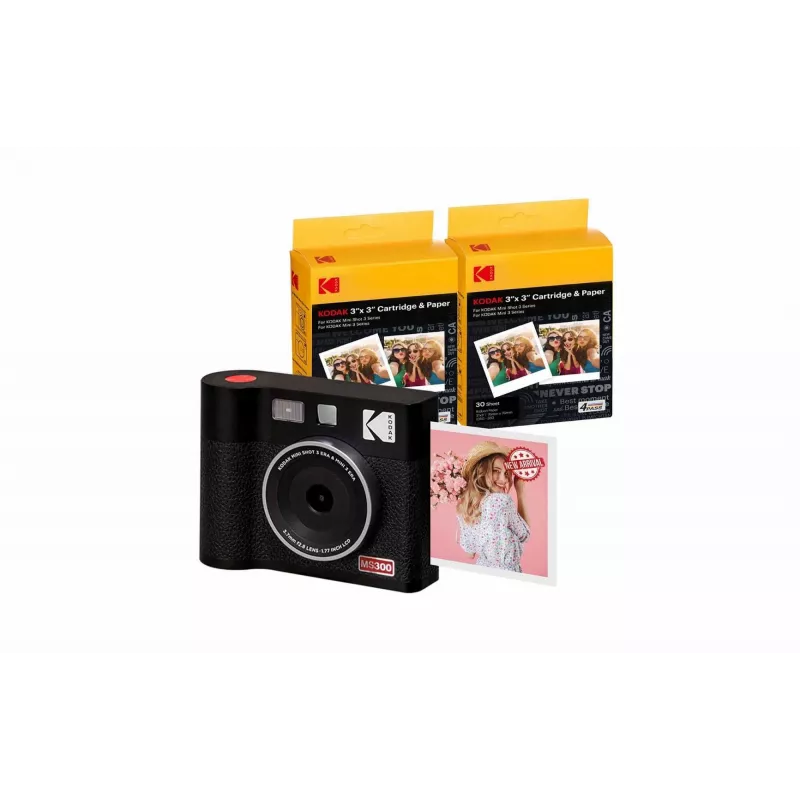 Fotocamera istantanea Kodak Mini Shot 3 Era – nero, tecnologia di stampa 4Pass