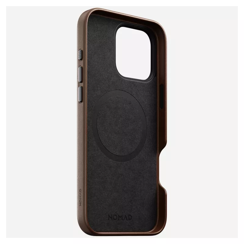 Custodia per smartphone Nomad NM01389385 per iPhone 16 Pro Max, 17,5 cm (6,9 pollici), marrone, alluminio/PC/microfibra/pelle