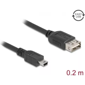 Cavo USB DELOCK 81522 — USB 2.0, Mini-USB B su USB A, 0,2 m, nero