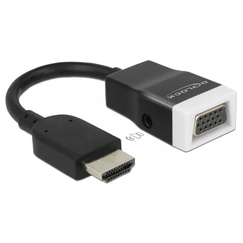 Delock 65587 adattatore HDMI-A maschio a VGA (D-Sub 15) femmina con audio, nero/bianco