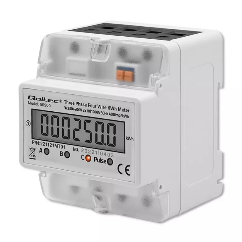 Contatore di energia elettronico trifase QOLTEC 50900 400V LCD 4P