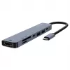 Hub USB Type-C SAVIO AK-82 con HDMI, MicroSD, USB 3.2 Gen1, PD pass-through, 4K@30Hz, 5000 Mbit/s, nero
