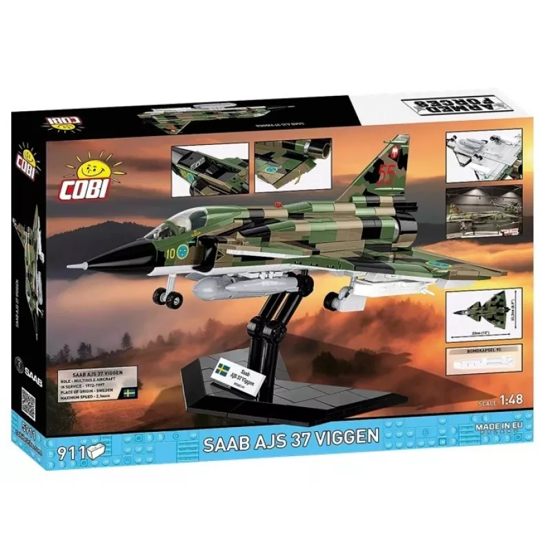 Set da costruzione Cobi Blocks Saab AJS 3 Viggen 911 pz. kit modellismo, 911 pezzi
