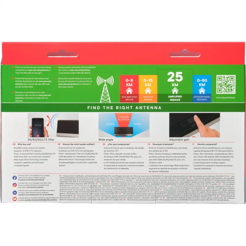 Antenna per interni One For All SV 9385 DVB-T DVB-T2 nero