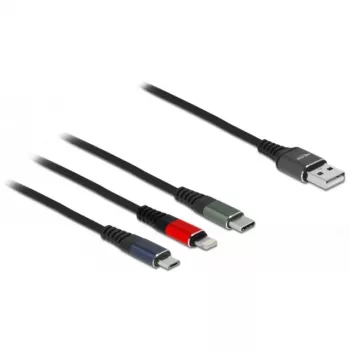 Cavo di ricarica USB DeLOCK 3-in-1 Type-A a Lightning Micro USB USB Type-C 30 cm