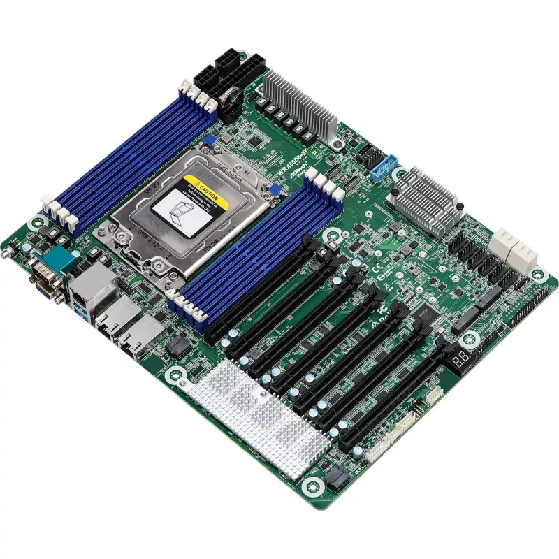 Scheda madre server ASRock WRX80D8-2T ATX, chipset AMD WRX80, socket sWRX8, 8x DDR4 DIMM, 12x SATA III, 3x RJ-45