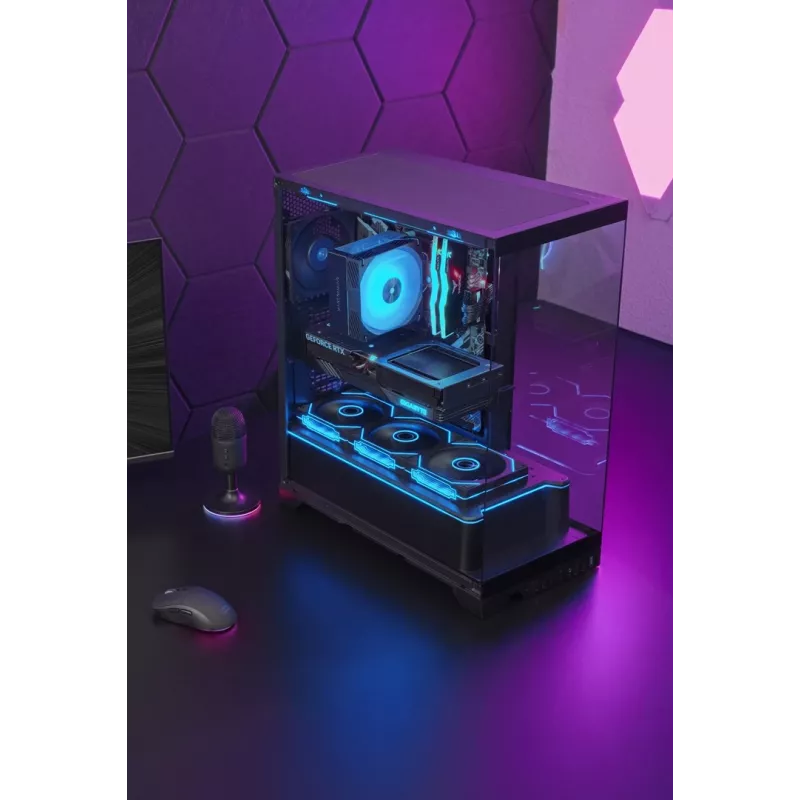 Case PC midi tower TACENS Mars Gaming MCPRISMA, nero, vetro temperato, supporta ATX/Micro-ATX/Mini-ITX, 2x vani 3,5