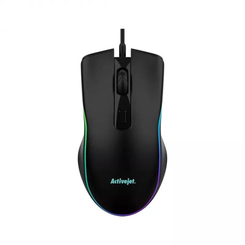 Mouse da gaming cablato riscaldato ActiveJet AMY-W390 — ambidestro, ottico 2000 DPI, USB Type-A, 4 tasti, nero