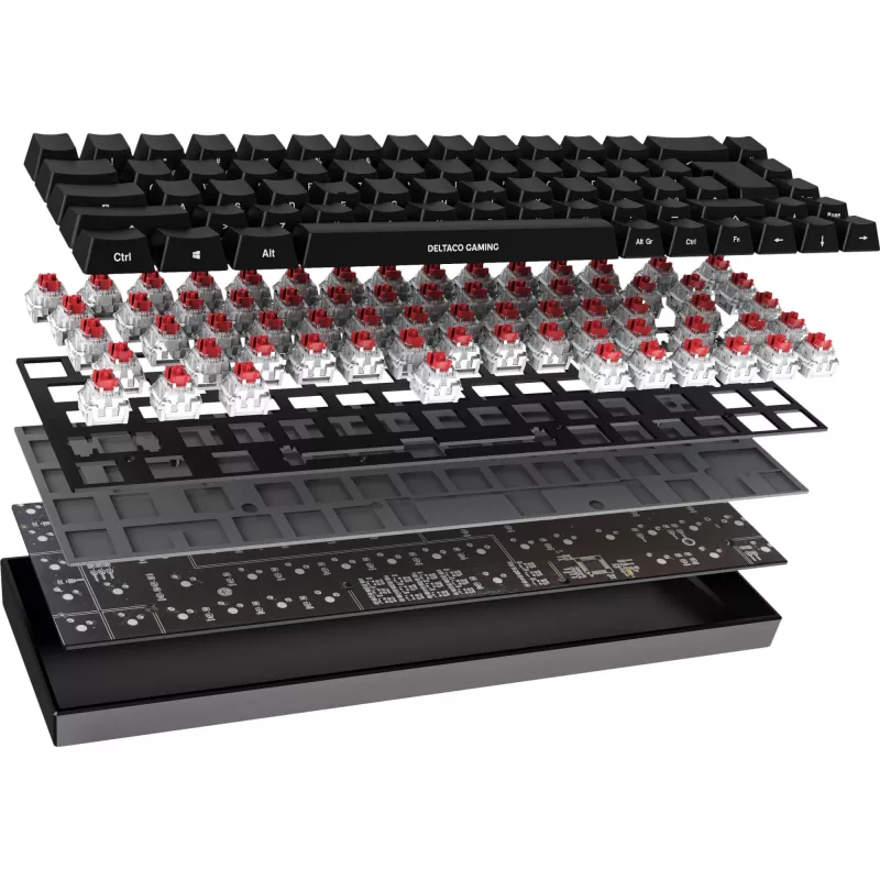 Deltaco GAM-100-DE - 65% - USB + Bluetooth - switch meccanico - QWERTZ - LED RGB - nero