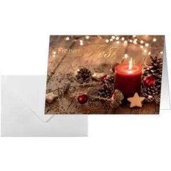 Biglietti d'auguri sigel DS093 — motivo candele di Natale rosse, formato A6, interno bianco