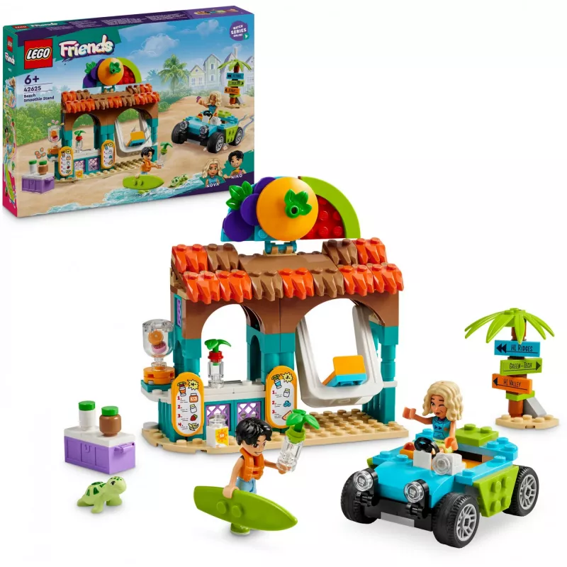 LEGO Friends Chiosco frullati sulla spiaggia set di gioco per bambini con cibo giocattolo idea regalo per ragazze e ragazzi dai 6 anni con 2 mini bambole una figura di tartaruga e una