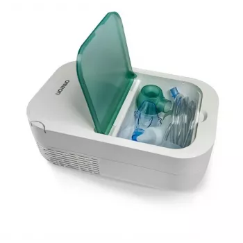 Nebulizzatore da tavolo Omron NE-C301-E — alimentazione a rete, volume 12 ml, maschera per bambini e boccaglio, bianco