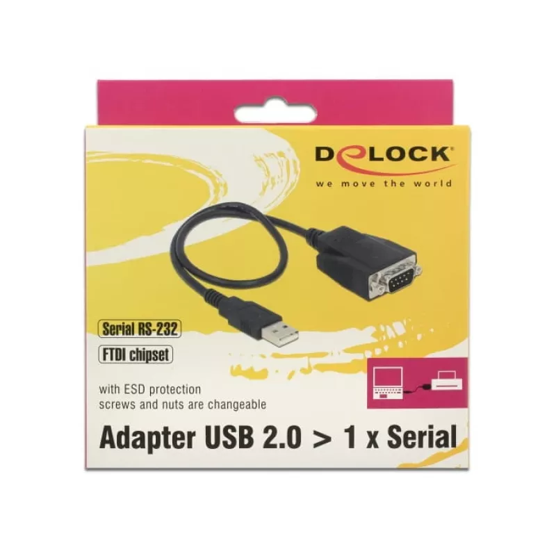 DeLOCK 62958 adattatore USB-RS-232, USB Type-A, nero