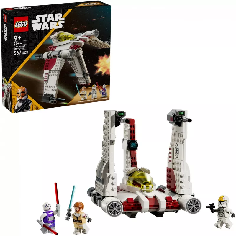 Set da costruzione LEGO Star Wars V-19 Torrent Fighter 75432 — 567 pezzi, 3 minifigure, modello da esposizione e gioco