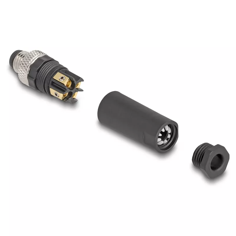 Connettore DeLOCK M8 codifica A 4 poli maschio connessione a vite nero