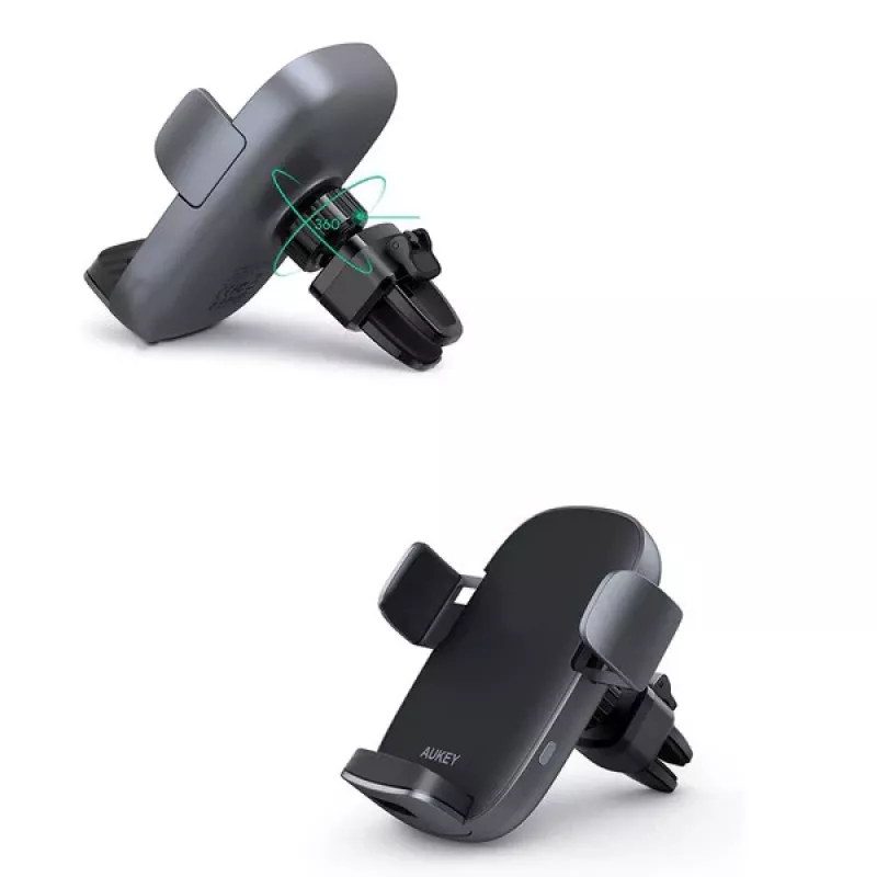 Supporto di ricarica wireless per auto Aukey HD-C52 — supporto auto compatibile Qi con angolo regolabile e ricarica wireless
