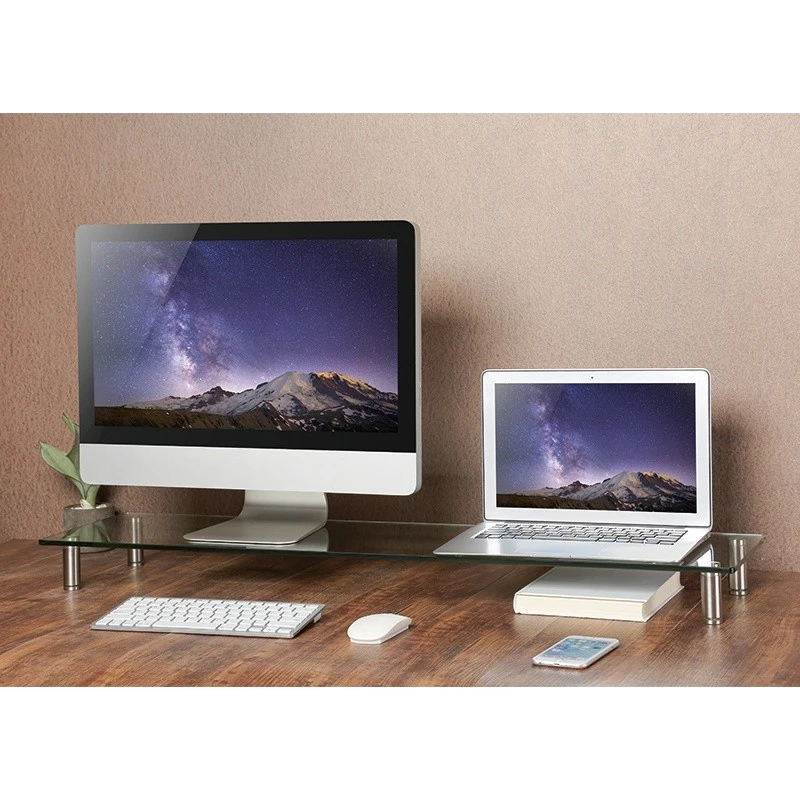 Rialzo per monitor con piano in vetro lungo 1000 mm
