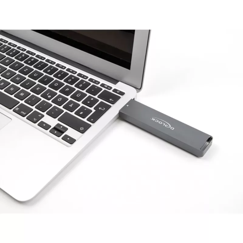 Delock - case per memoria - case esterno per SSD M.2 NVME PCIe o SSD SATA con connettore maschio USB 10 Gbps Type-A - M.2 - scheda M.2 NVMe / SATA 6Gb/s - USB