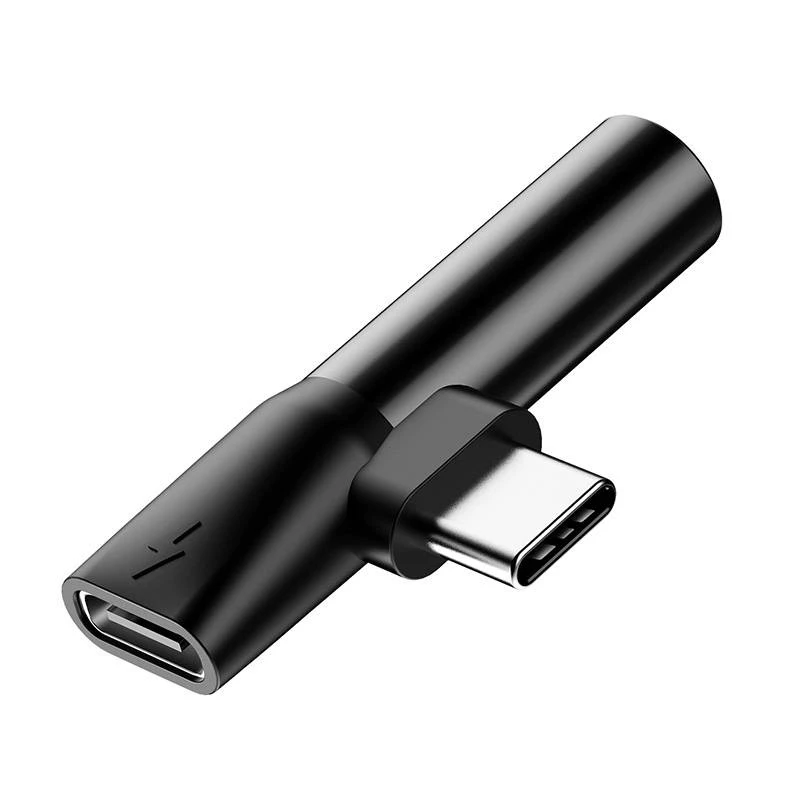Adattatore audio Baseus USB-C a minijack 3,5 mm + USB-C (nero)