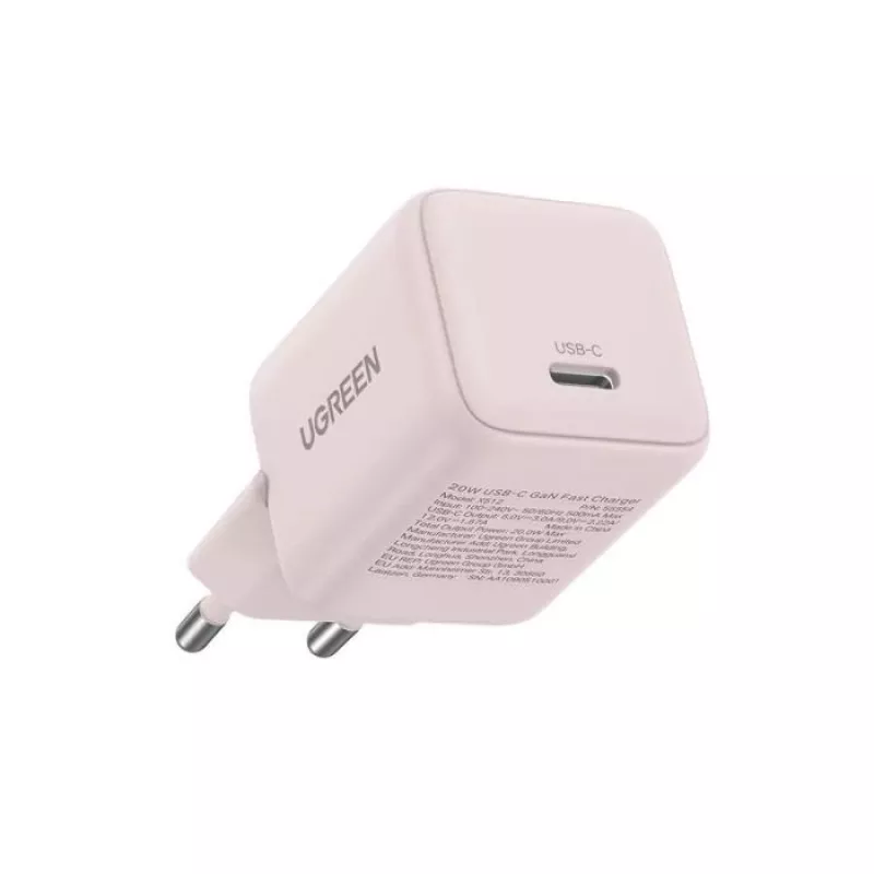 Alimentatore UGREEN X512 20W USB-C ricarica rapida PD, rosa, ingresso 100–240V, 1× USB-C