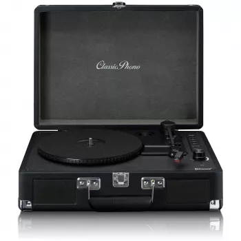 Giradischi a trasmissione a cinghia Lenco TT-115 nero – giradischi portatile a valigetta, Bluetooth 5.0, registrazione USB, 33/45/78 giri/min