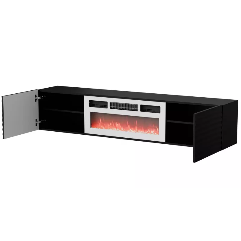 Mobile TV Cama TULA 183x35x37 nero opaco + camino bianco