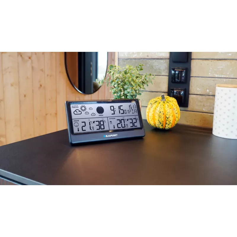 Stazione meteo BLAUPUNKT WS20BK — display per temperatura e umidità interna/esterna, nero, 1 sensore, LCD, a batteria