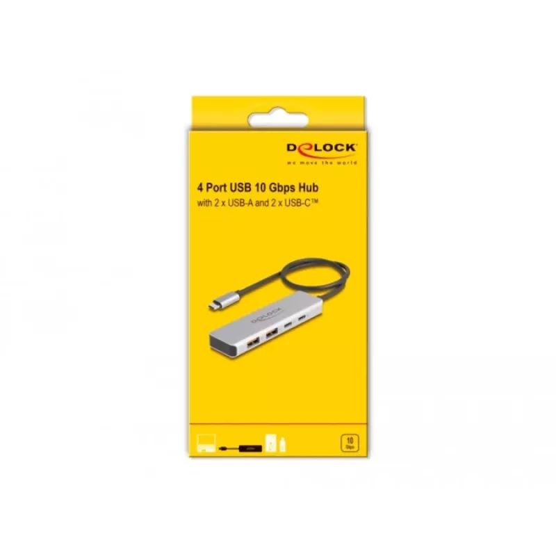 DeLOCK hub USB Type-C 10 Gbit/s 2x Type-A 2x Type-C cavo 35 cm