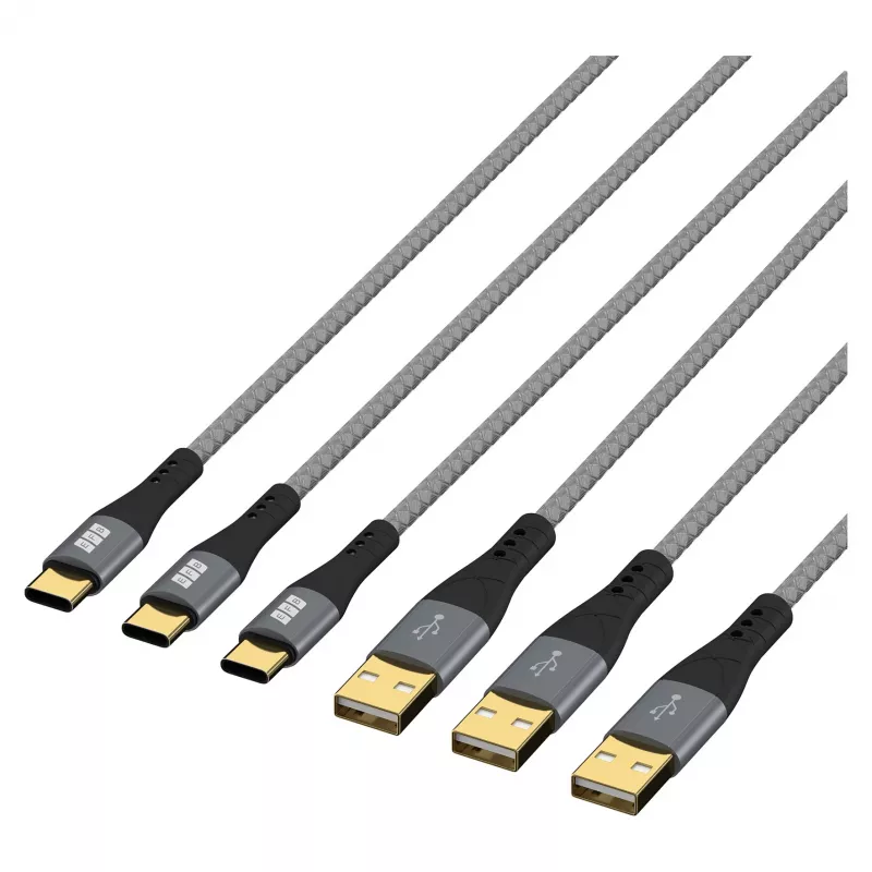 EFB Elektronik Set di cavi USB-A a USB-C 60W QC 3A 3x2m - Digitale/Dati (USB-AC-00008)