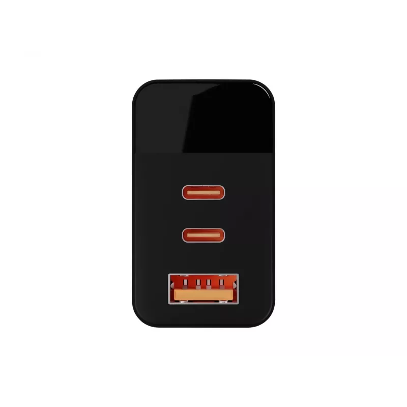 Caricabatterie da parete LCD presa USB + USB-Cx2 PD 65W GAN nero wattmetro