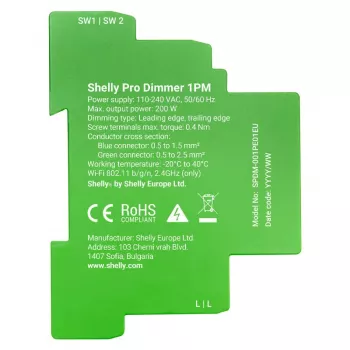 Shelly Pro Dimmer 1 interruttore smart per guida DIN, 1 canale