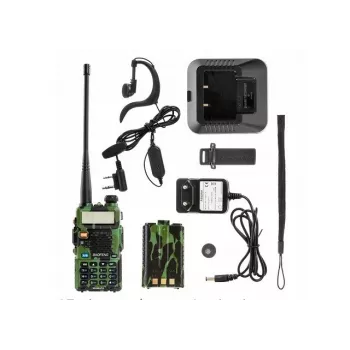 Ricetrasmettitore portatile bidirezionale Baofeng UV-5R 5W HT Camo — dualband FM, 5 W, batteria 1800 mAh