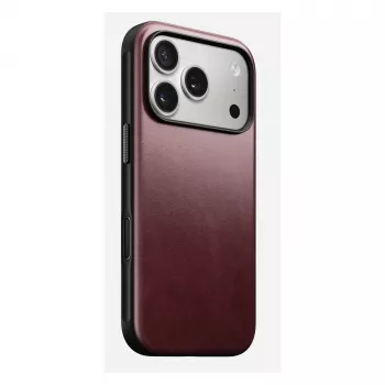 Custodia per smartphone Nomad Modern Leather Case per iPhone 17 Pro, pelle + TPU + PC, per schermo da 16 cm (6,3 pollici), bordeaux