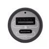 Akyga AK-CH-26 caricabatterie da auto GaN 12/24 V, 100 W, USB-C PD 3.0 + USB-A QC 3.0, grigio