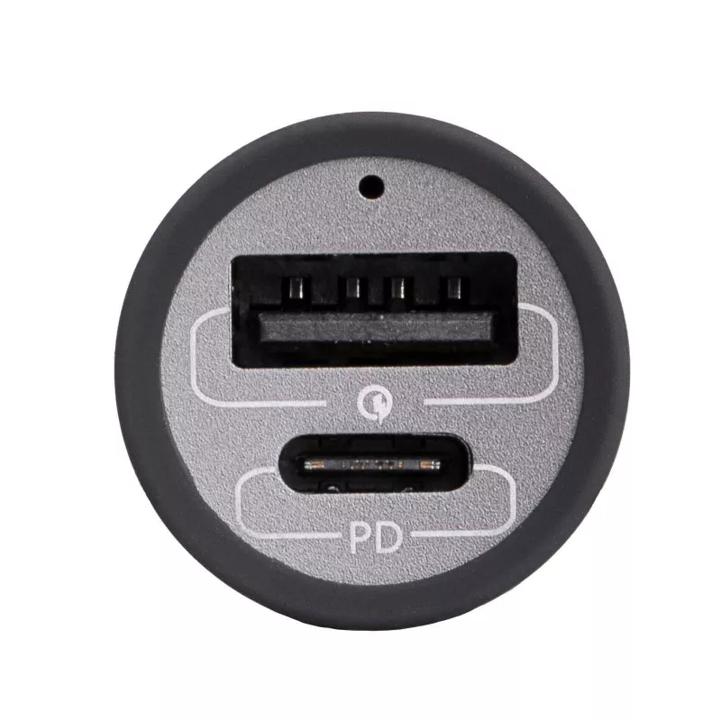 Akyga AK-CH-26 caricabatterie da auto GaN 12/24 V, 100 W, USB-C PD 3.0 + USB-A QC 3.0, grigio