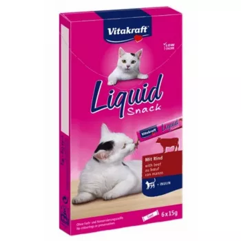 VITAKRAFT Cat Liquid snack con manzo - snack per gatti - 6 x 15 g