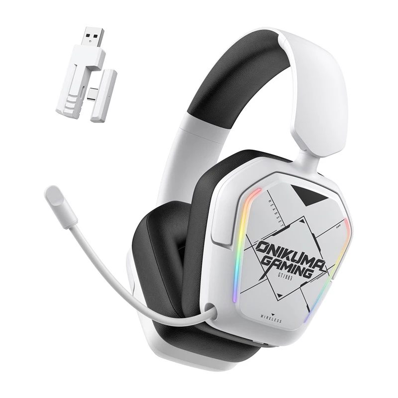 Cuffie con filo/wireless Onikuma GT883 bianche — connessione Bluetooth e con filo, design over-ear
