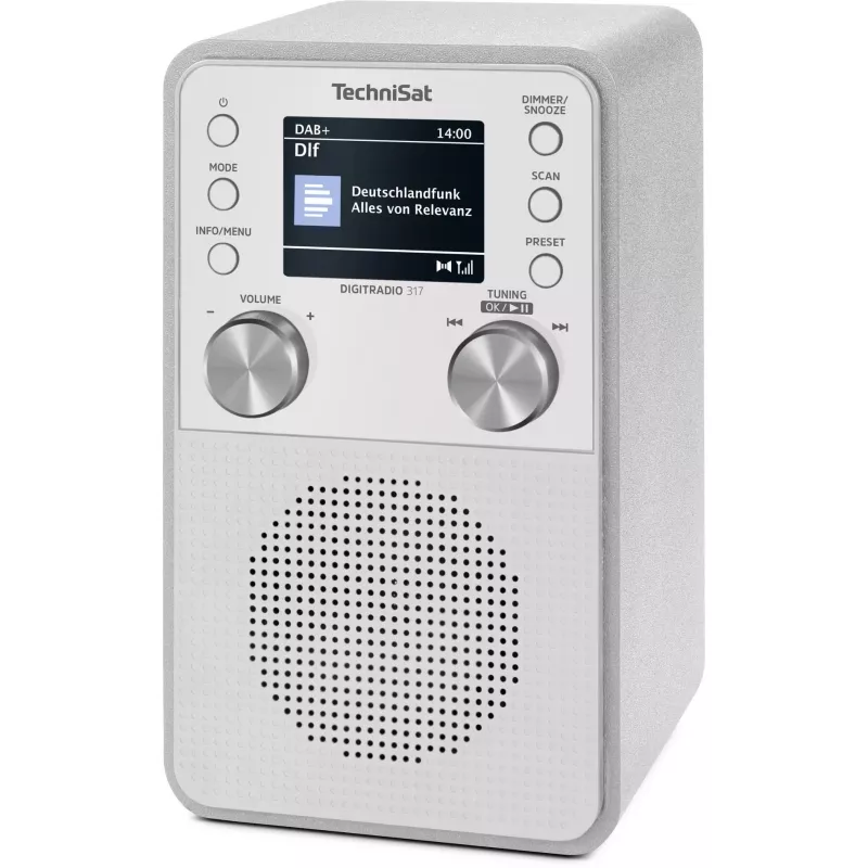 Radio digitale TECHNISAT DigitRadio 317 bianco — ricezione FM e DAB+, design da tavolo compatto