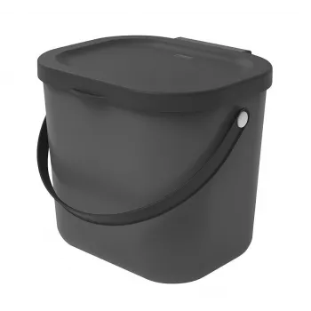 Bidone per rifiuti Rotho Albula rettangolare in plastica 6 L, antracite, 200×235×208 mm