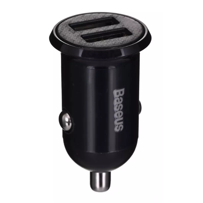 Caricabatterie da auto Baseus Gain Pro universale nero – 2× USB 2.0, 2,4 A per porta, ingresso 12–24 V, uscita 5 V