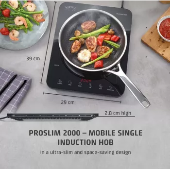 Caso ProSlim 2000 2236 Piano cottura a induzione singolo mobile, vetro, touch, nero