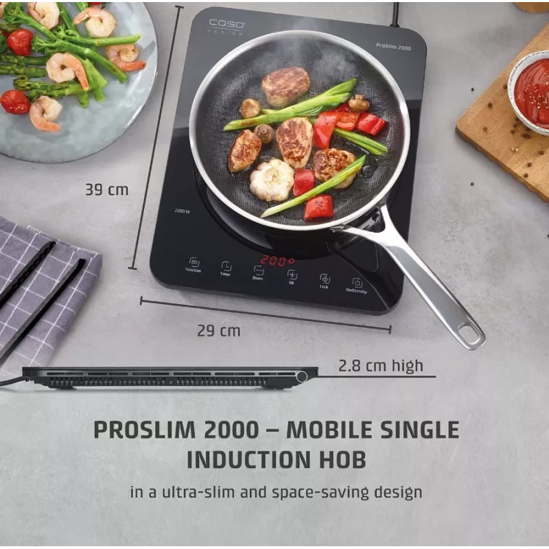 Caso ProSlim 2000 2236 Piano cottura a induzione singolo mobile, vetro, touch, nero